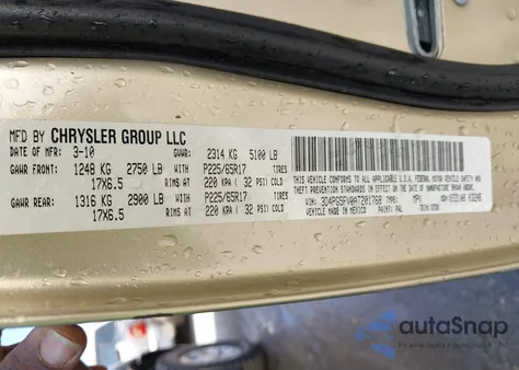 2010 Dodge Journey Sxt z USA, uszkodzony, nr VIN 3D4PG5FV0AT201768